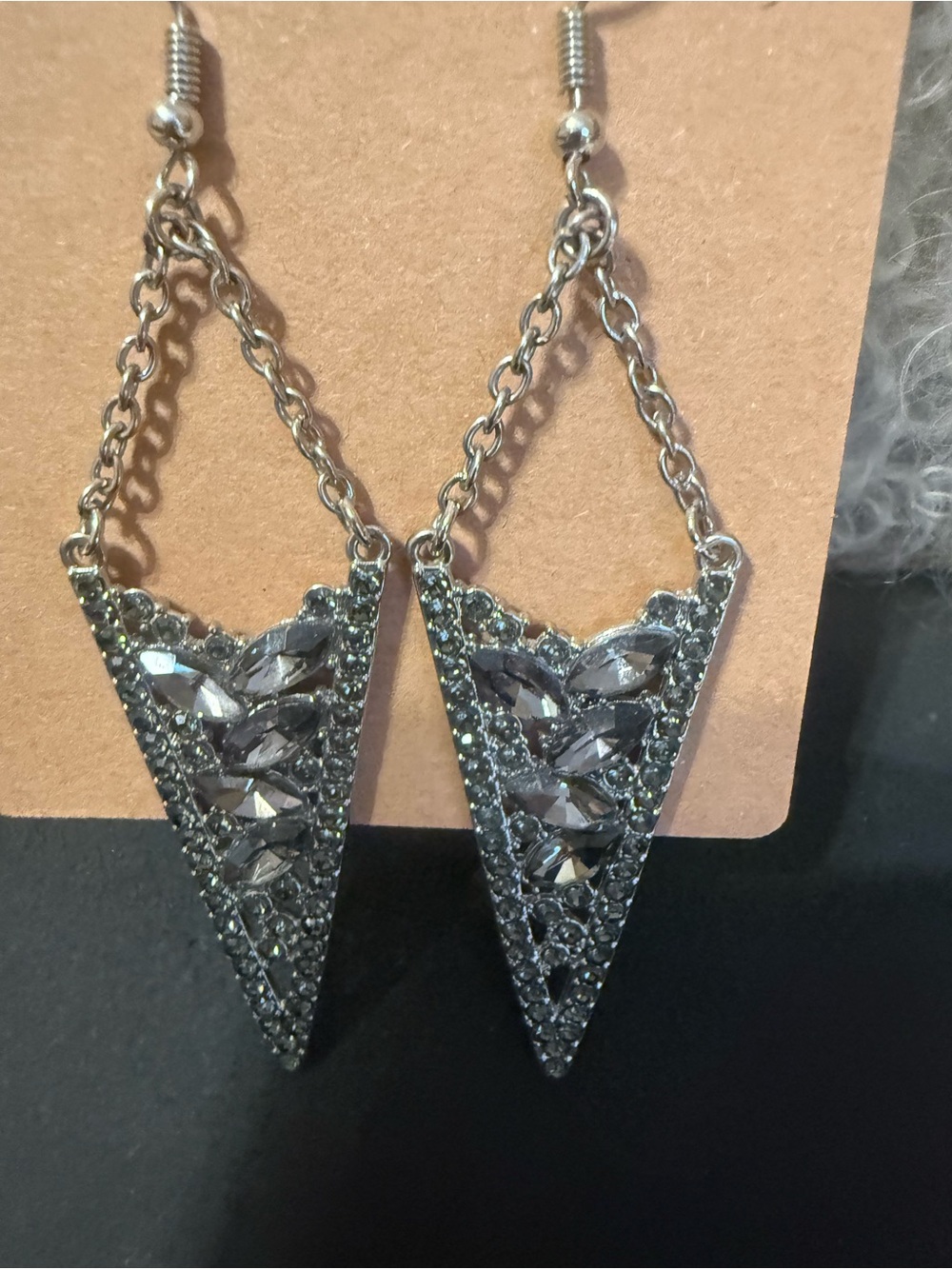 Fashion Triangle Dangle Earrings - Gunmetal Gray